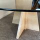Vintage coffee table in travertine and smoked glass 70s