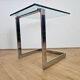 Midcentury Design Cantilevered Glass & Chrome Side Coffee Table, 1980s