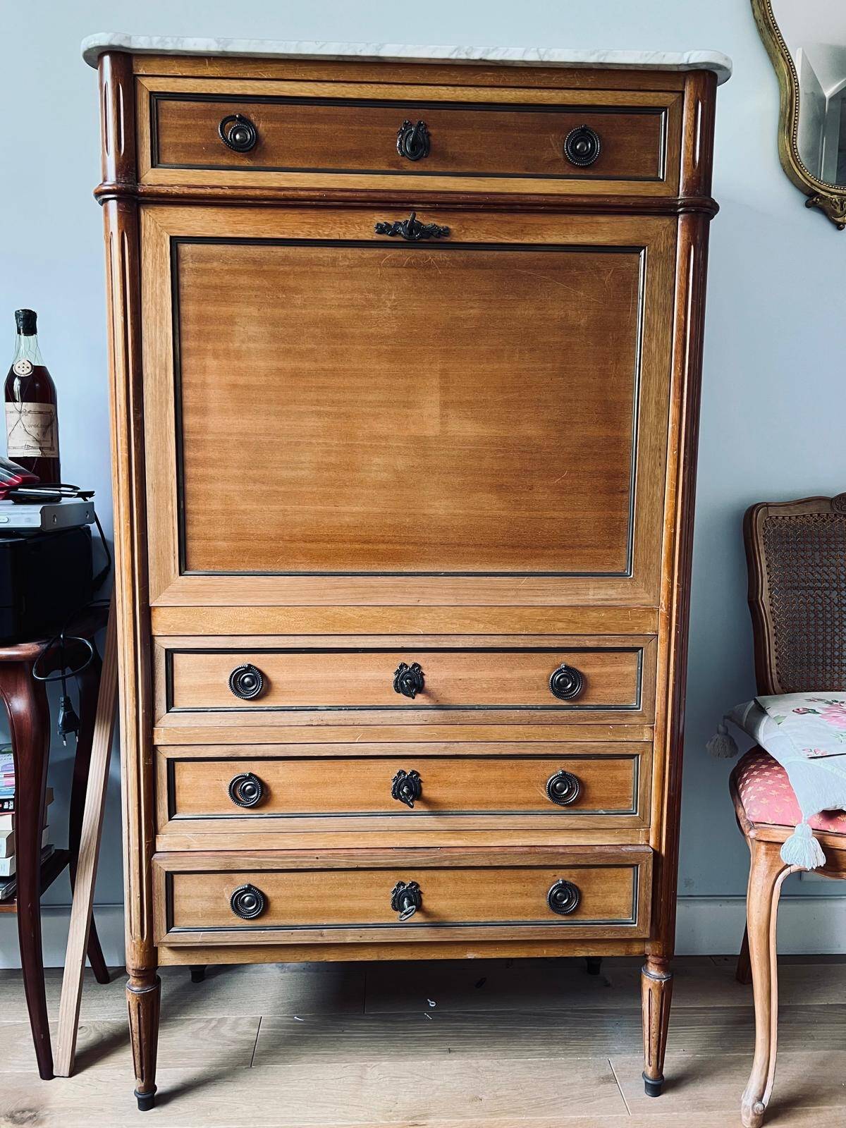 Secrétaire bois et marbre