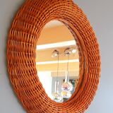 rattan mirror 60s 47cm