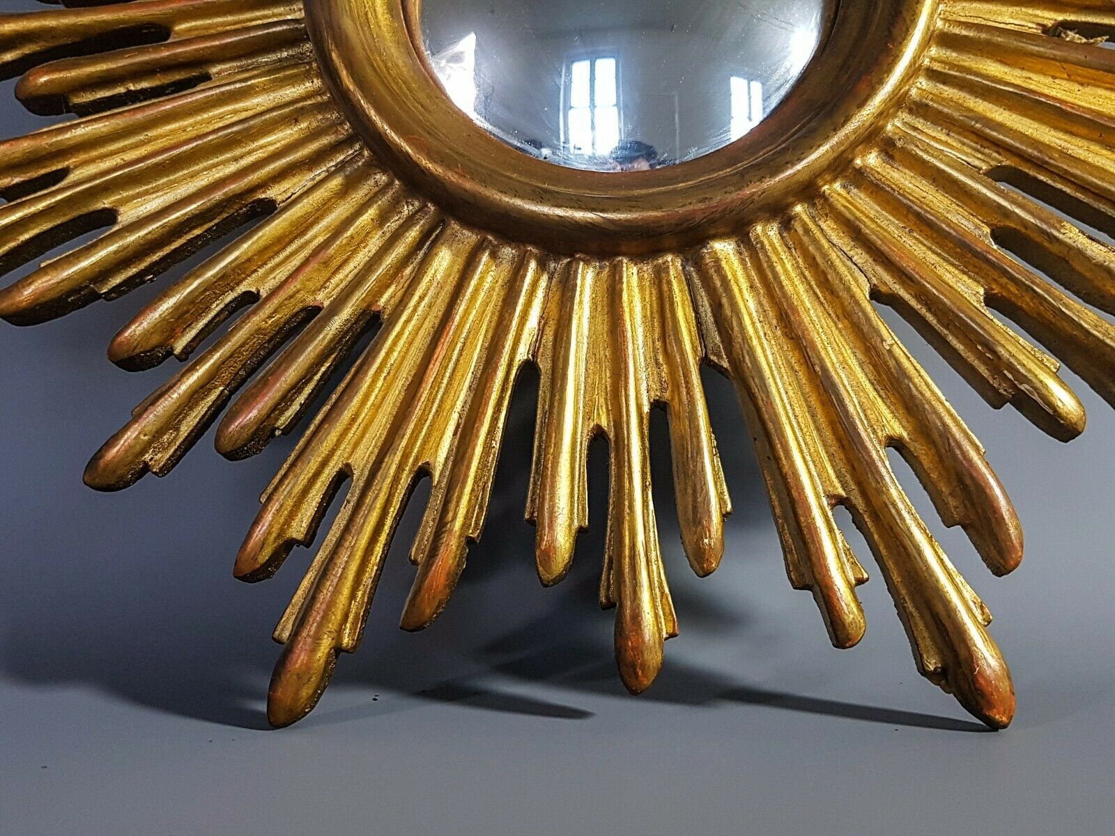 Witch-carved wood mirror - gilded