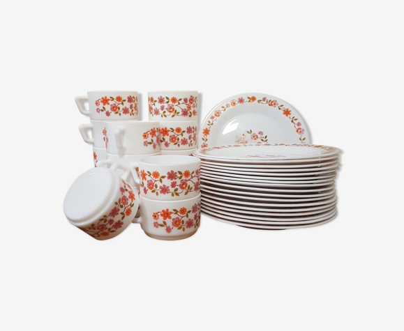 Assiettes et tasses en Arcopal