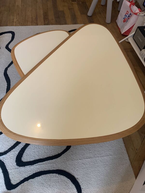 Tables basses 50’s small et large ivoire red edition