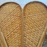 Pair of vintage "tulip" wall lights in rattan and canework