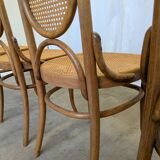 Set of 4 Vintage Bentwood Cane Dining Chair, Thonet Style, 1970s Yugoslavia