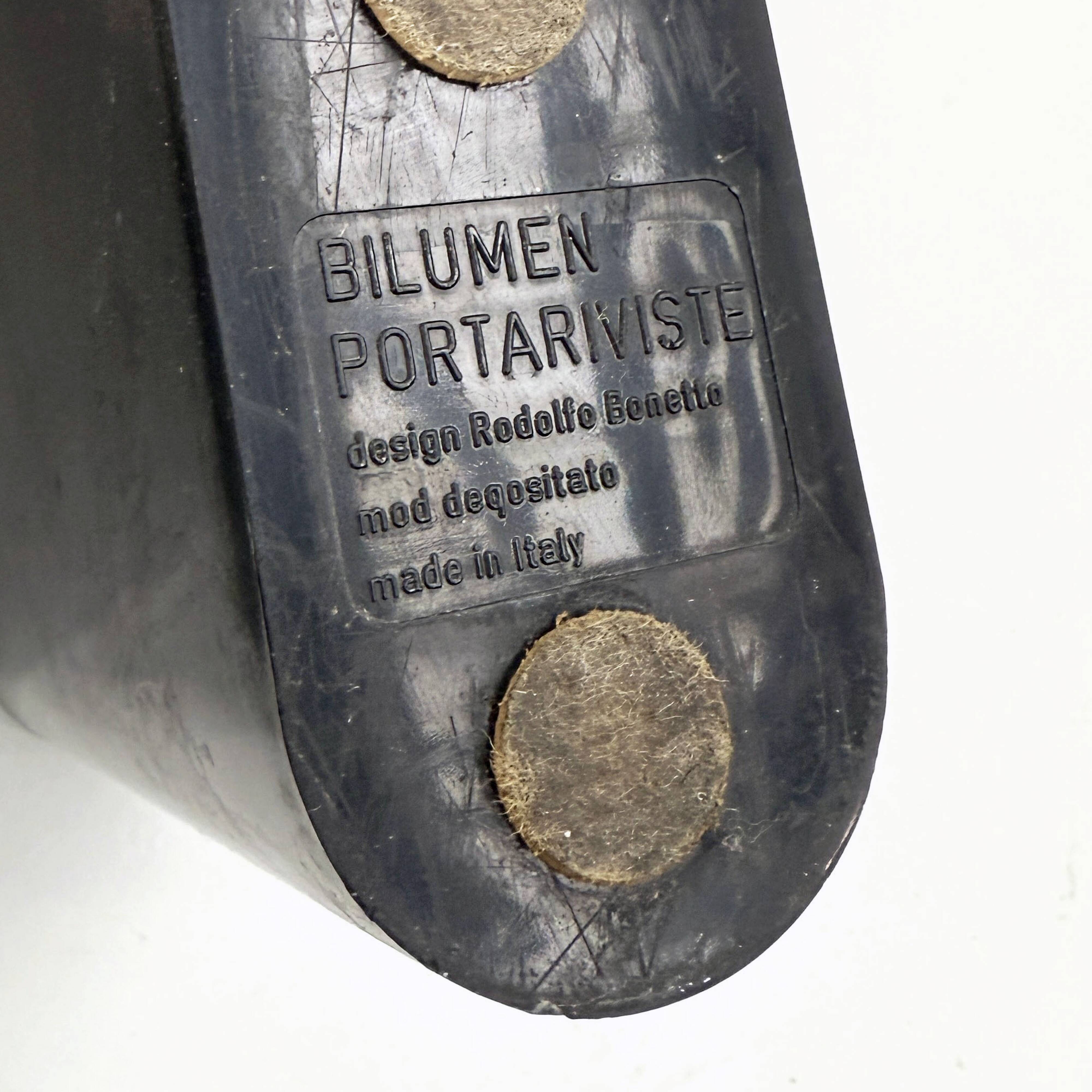 Black magazine rack by Rodolfo Bonetto for Bilumen, 1970