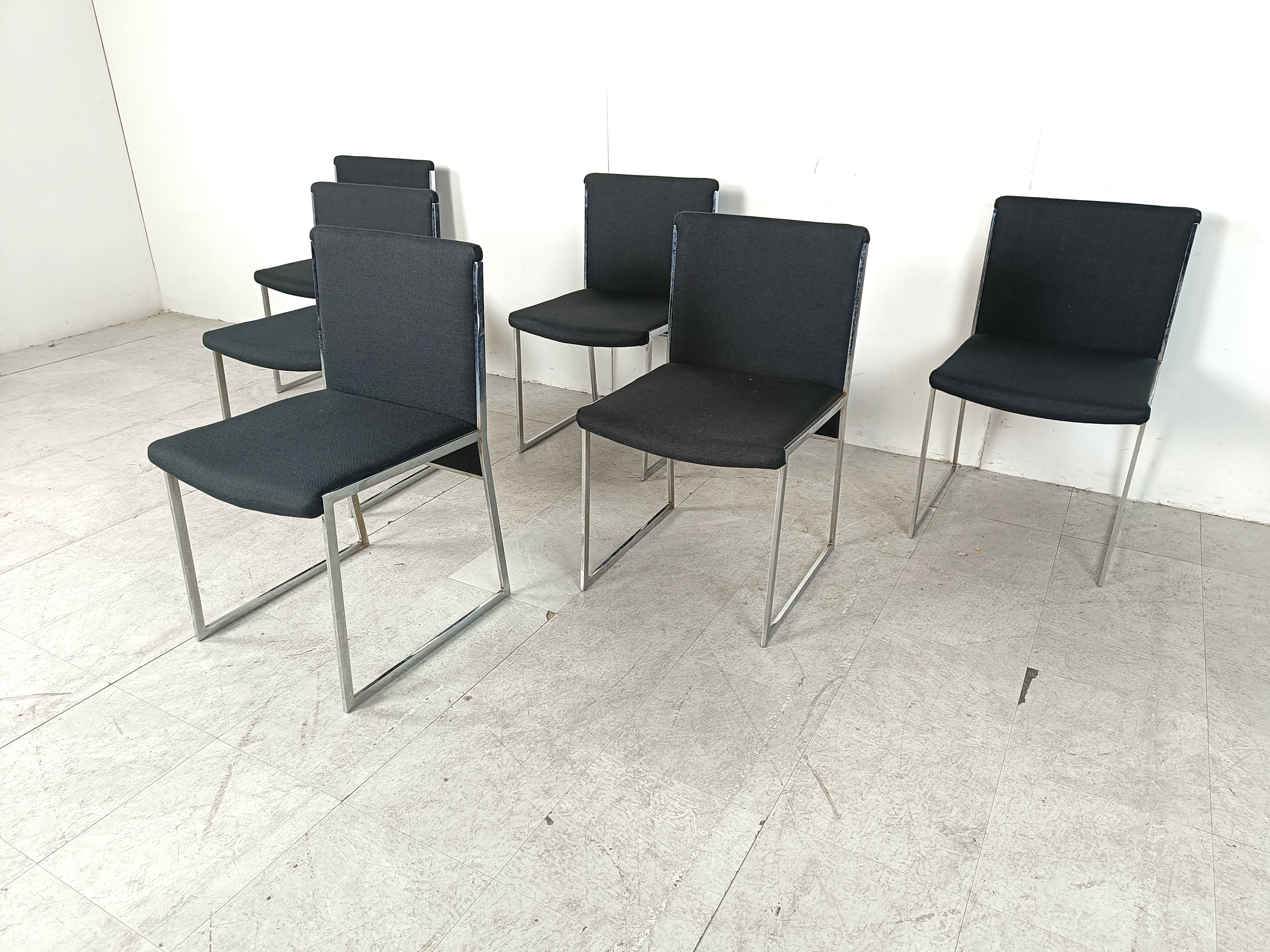 Vintage chrome italian dining chairs, 1970s