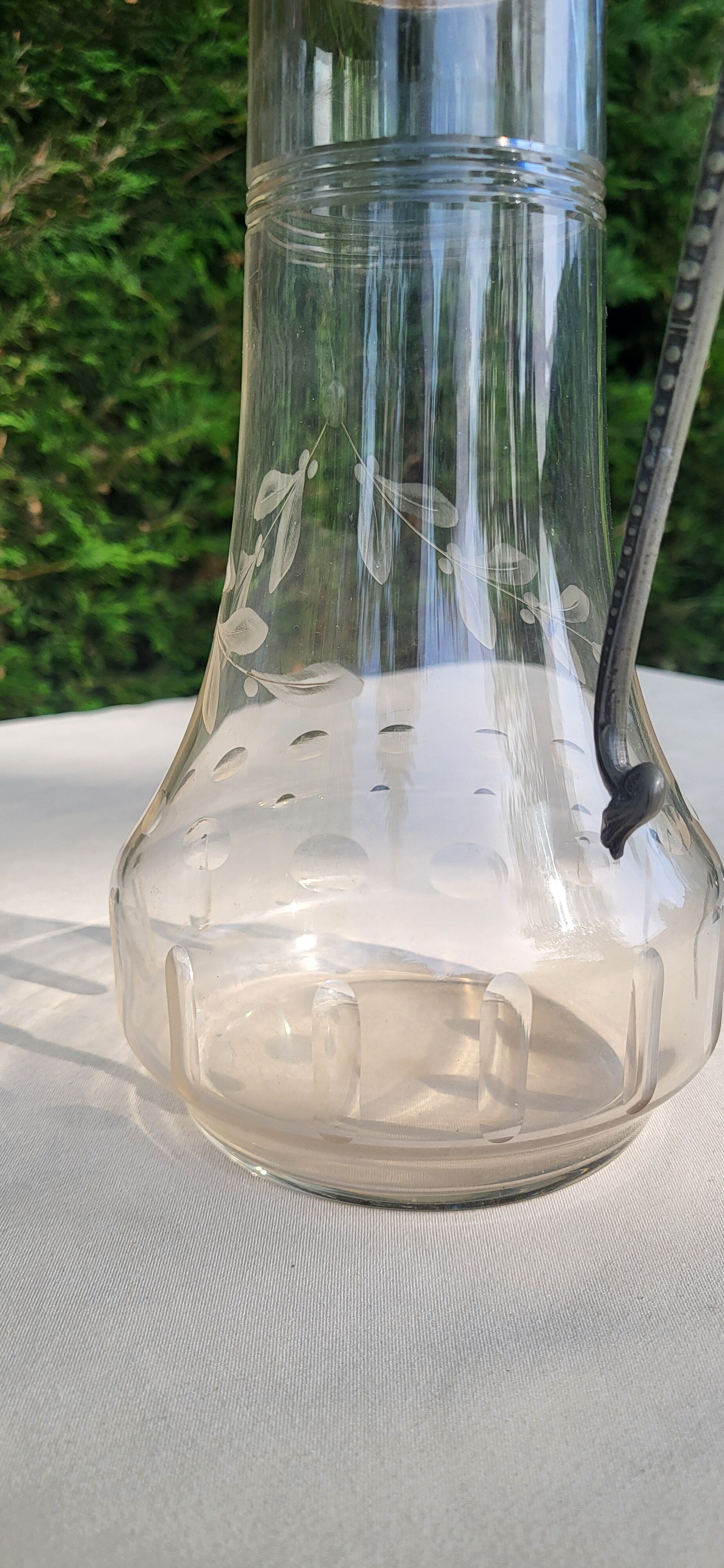 Pair of crystal and pewter jugs