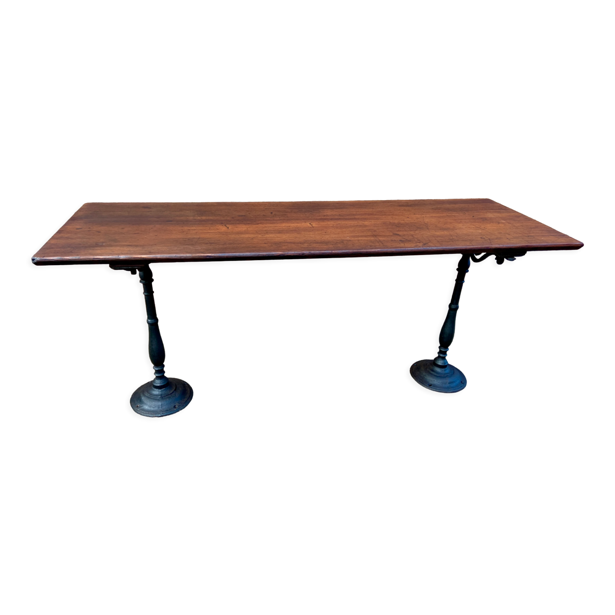 Café table bistro vintage brasserie 1890-1910 cast iron & fir