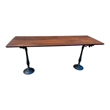 Café table bistro vintage brasserie 1890-1910 cast iron & fir