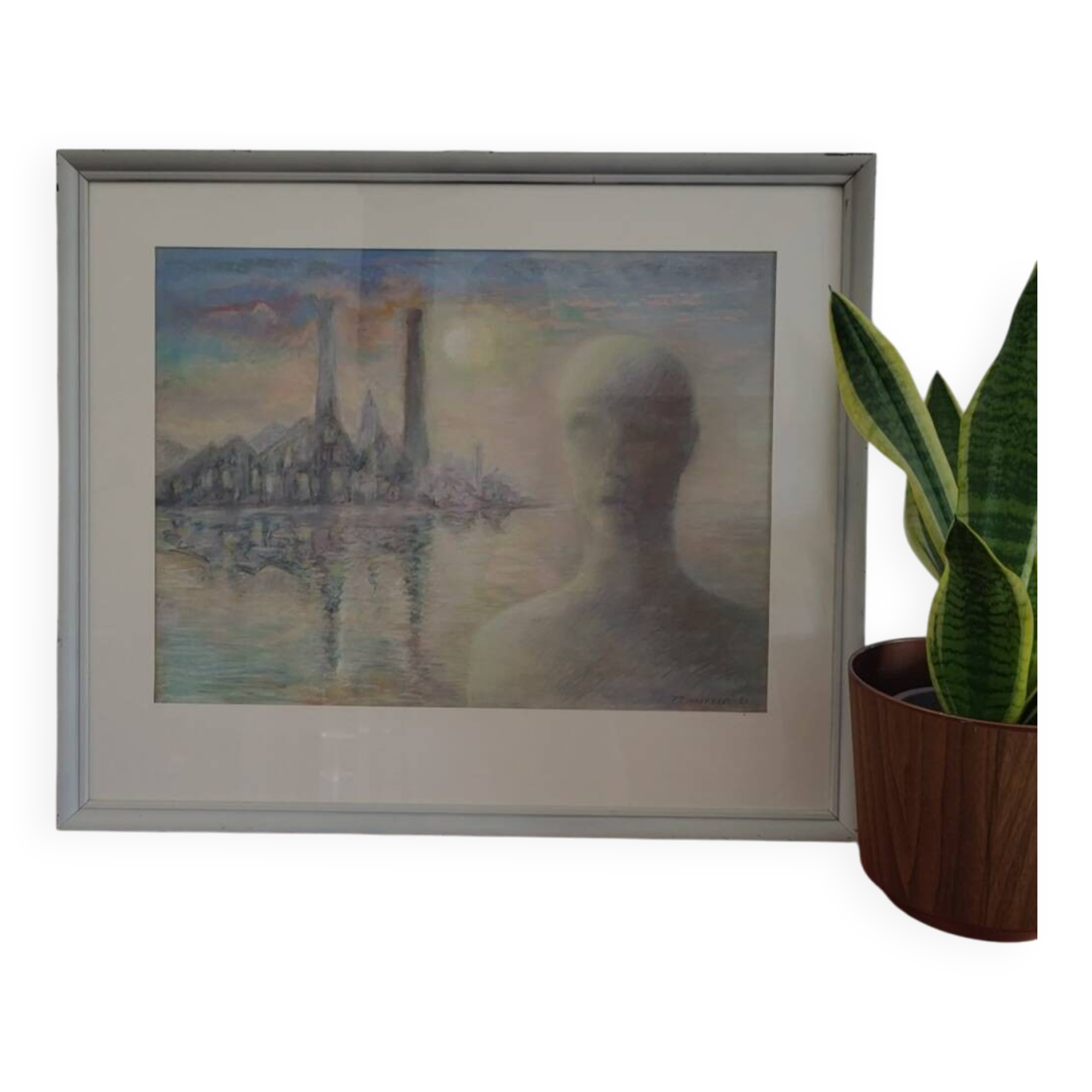 Pastel tekening, titel de Bewustwording, kunstenaar P. Timmermans, Belgium