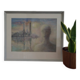 Pastel tekening, titel de Bewustwording, kunstenaar P. Timmermans, Belgium