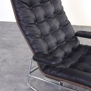 Bauhaus Leather and Chrome Model Fenix Chaise Longue by Sam Larsson for Dux