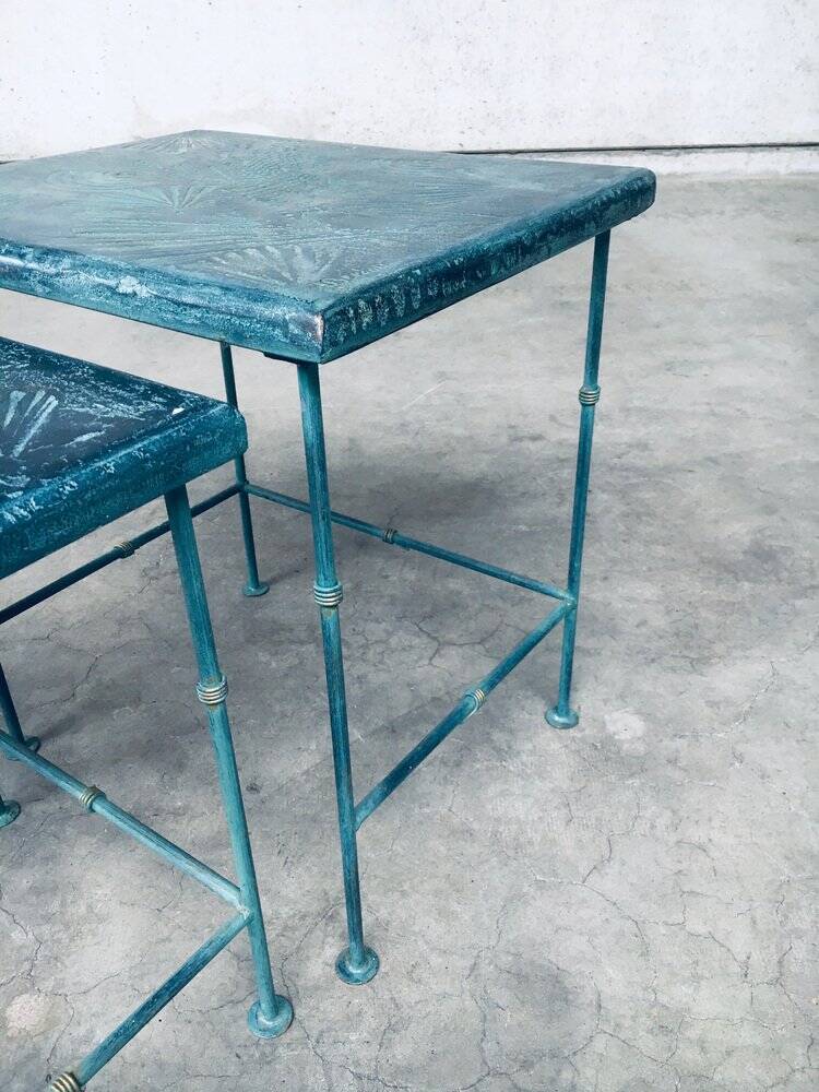 Postmodern Handmade Nesting Table Set by J. Berdou, France, 1980s, Set of 2