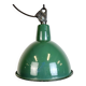 Industrial green enamel factory lamp with cast iron top, 1960s
