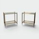 Pair of Side Tables with Two Brass and Glass Tops. Made in France.