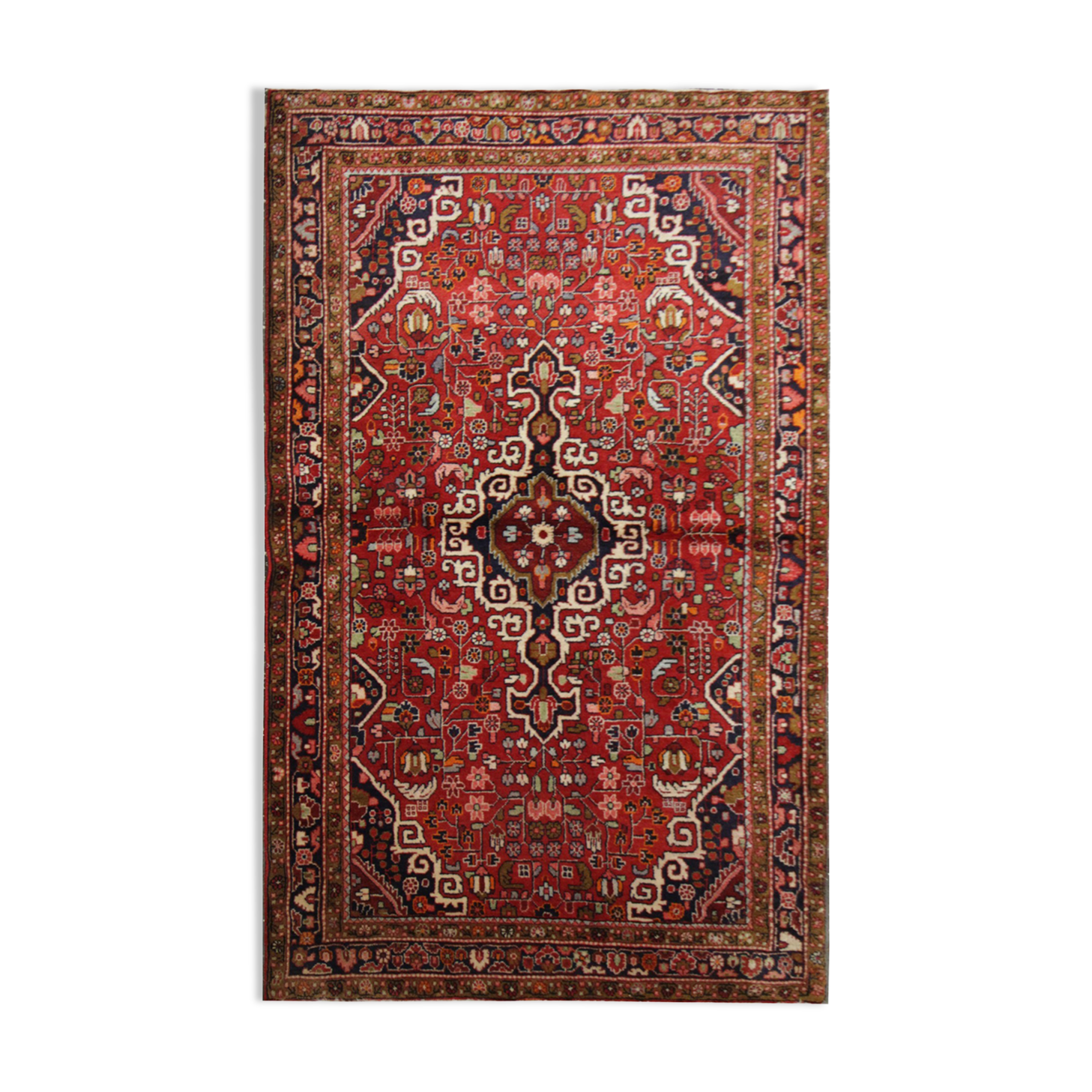 Vintage Persian Rug Handmade Farahan Carpet Area Rug- 127x214cm