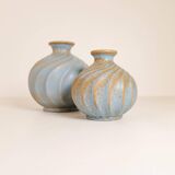 Paire de vases en céramique "Turkos" de style milieu du siècle, Ewald Dahlskog, Bo Fajans, Suède
