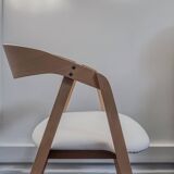 Professional chairs in beech and coated white textile