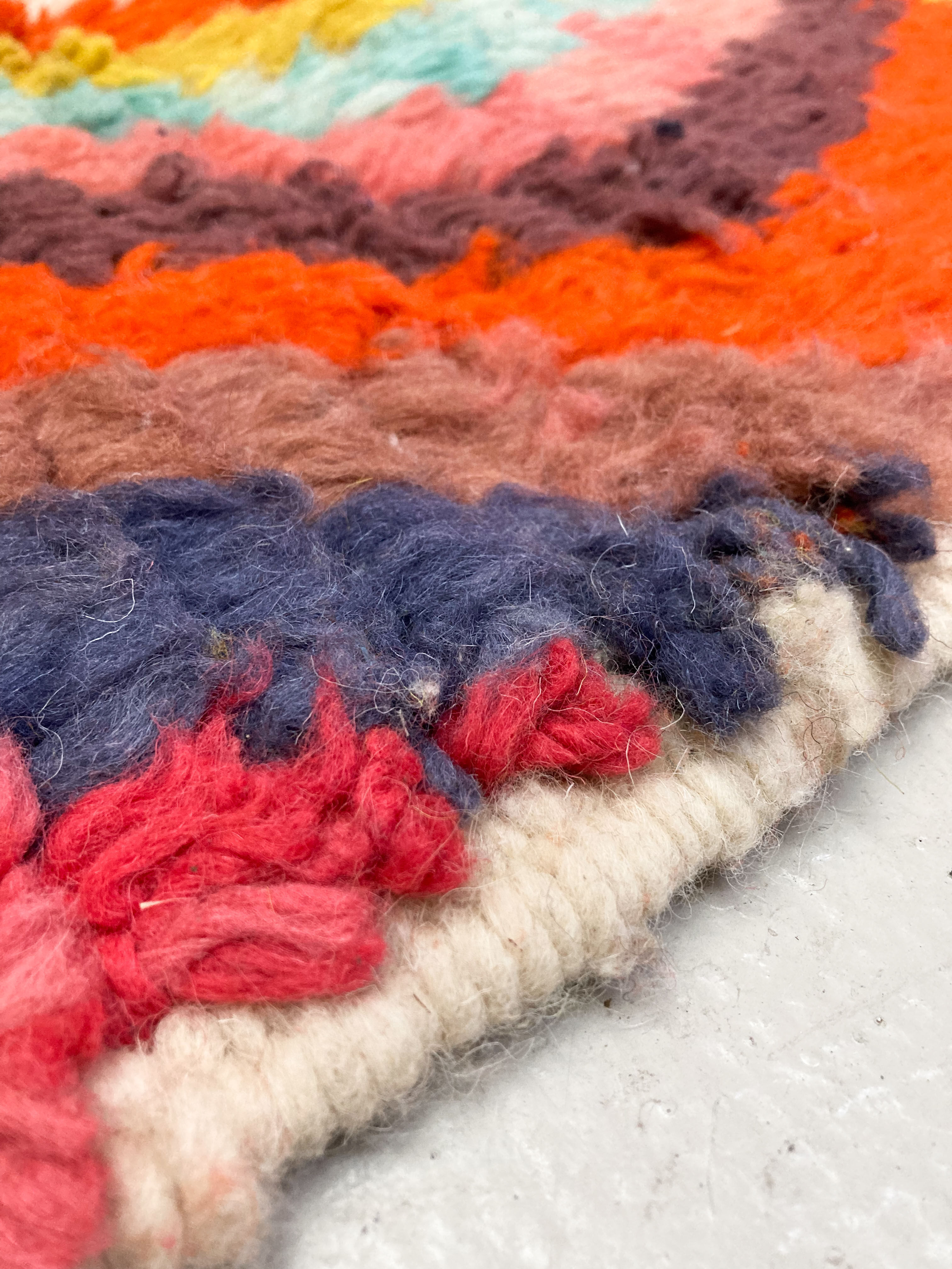 Moroccan Berber rug Boujaad with multicolored diamonds 336x82cm