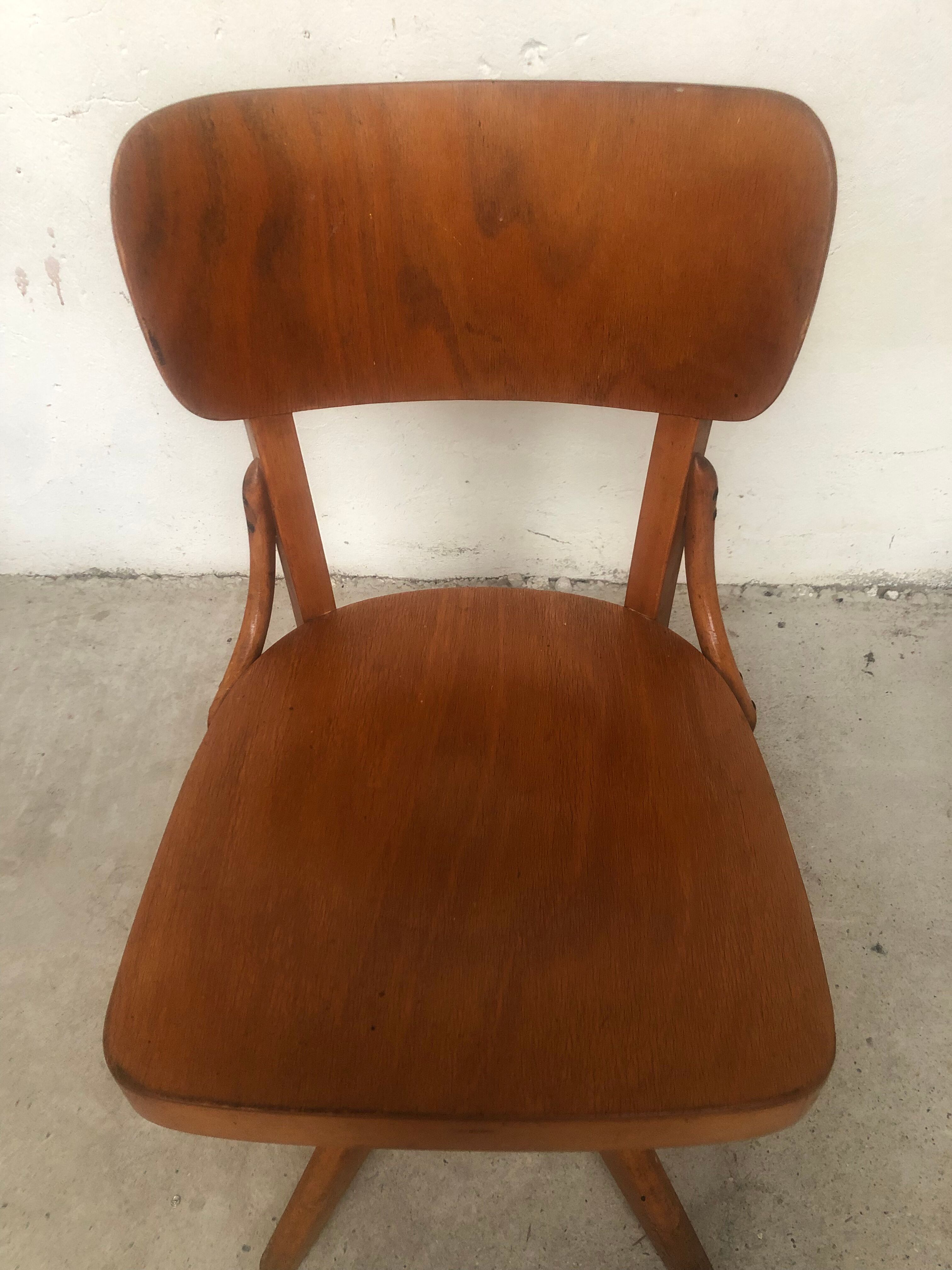 Office chair blond wood 50-60s vintage
