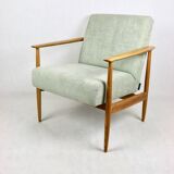 Fauteuil danois en tissu vert, années 1970