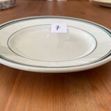 7 assiettes plates liserés vert sapin Moulin des loups