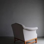 Fauteuil lounge gris bouclé | Suède | Années 1940