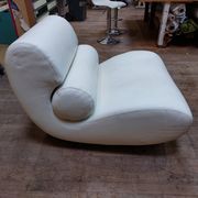 White leather swivel comma armchair by roche bobois - 80s