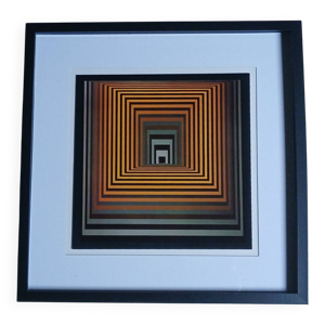 Tableau Art Optique ''Tunnel'' - 70s