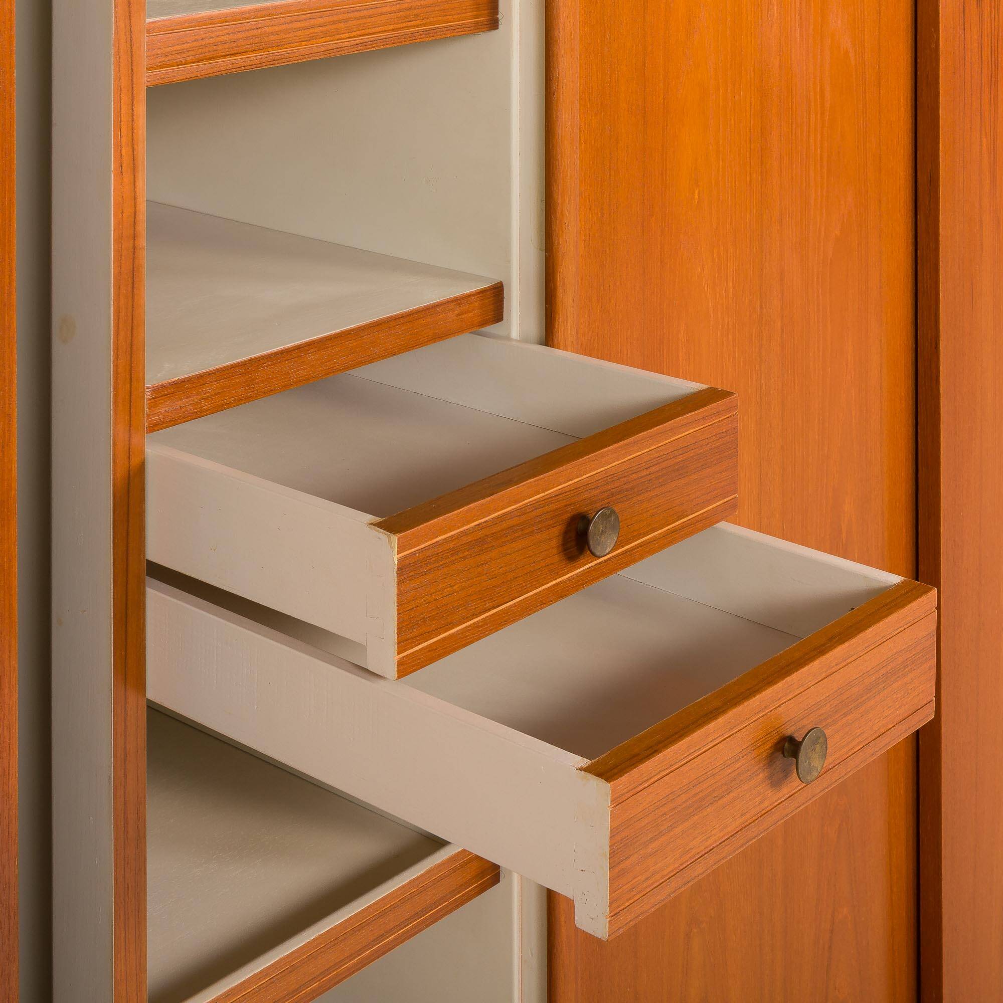 Omann Jun Extra large mid century teak wardrobe, Denmark, 1970s