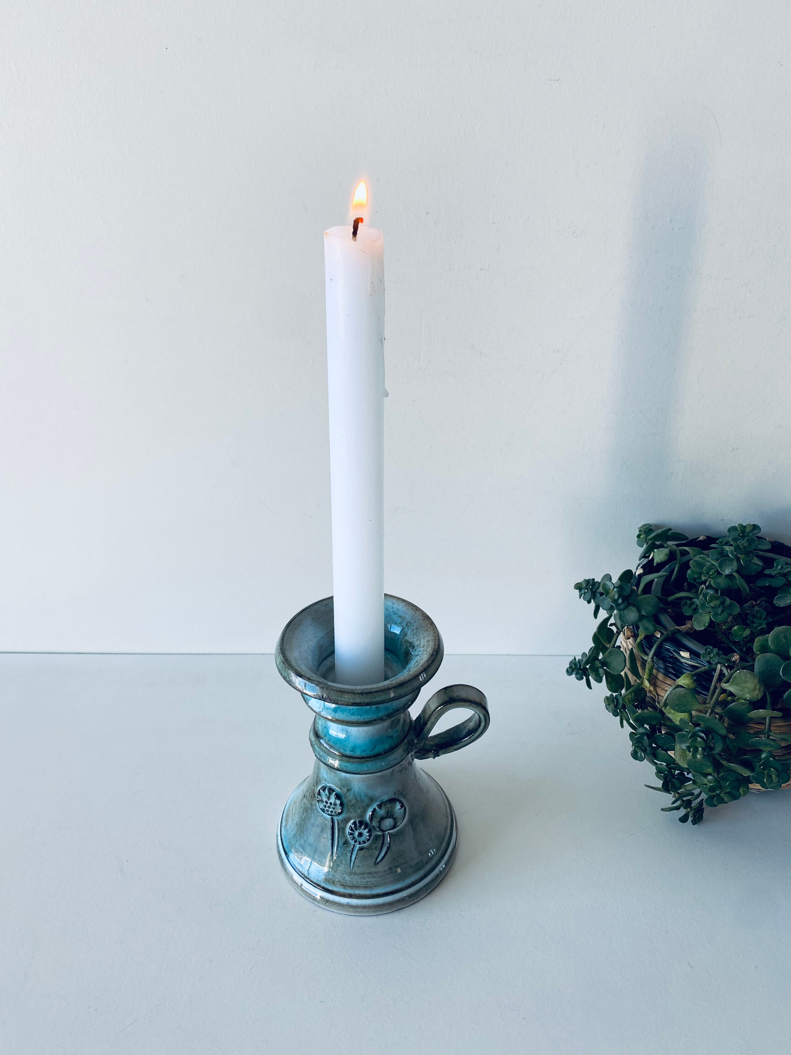 Enamelled ceramic candle holder