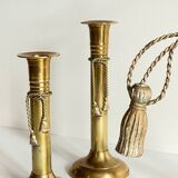 Vintage Knot Candle Holders Brass Metal