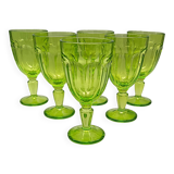 6 verres à pied vert anis vintage