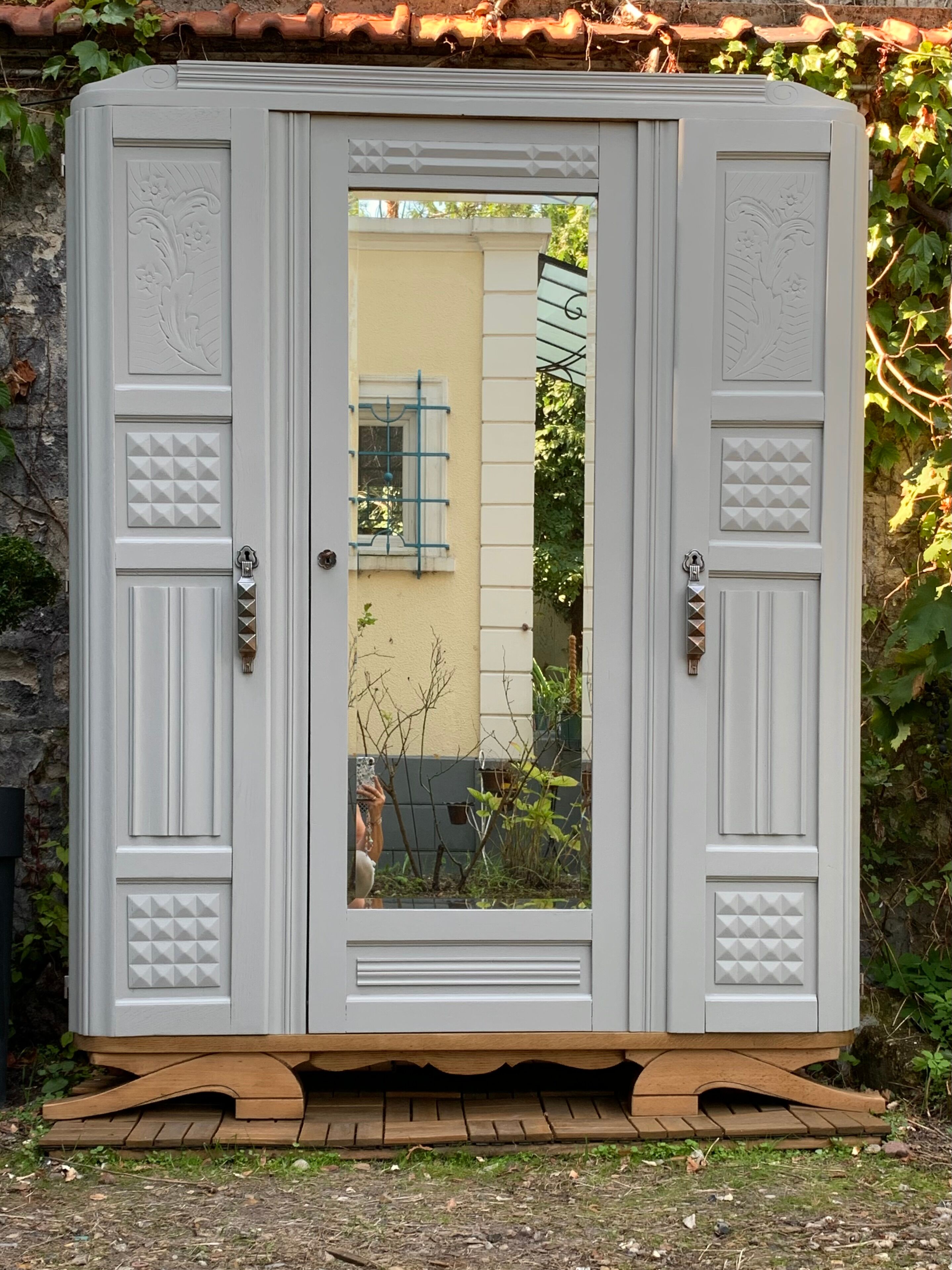 Parisian art deco wardrobe solid oak 1930
