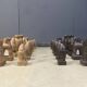 Large hand crafted wooden chess figure set, 1960s