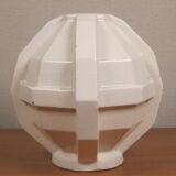 Modernist art deco ball vase in ecru white cracked glazed earthenware, signed saint clement n° 778