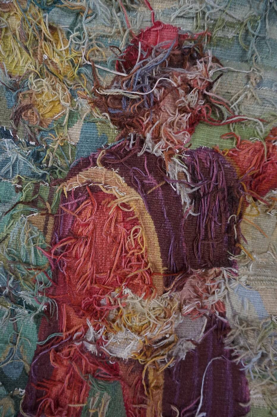 Tapisserie Aubusson française antique avec scène romantique