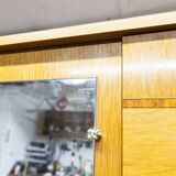 1970 Scandinavian wardrobe with shelves and mirror, 21x126, 2 doors.