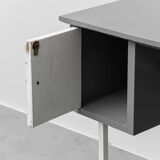 Vintage desk with drawers and metal legs 1970s modernism