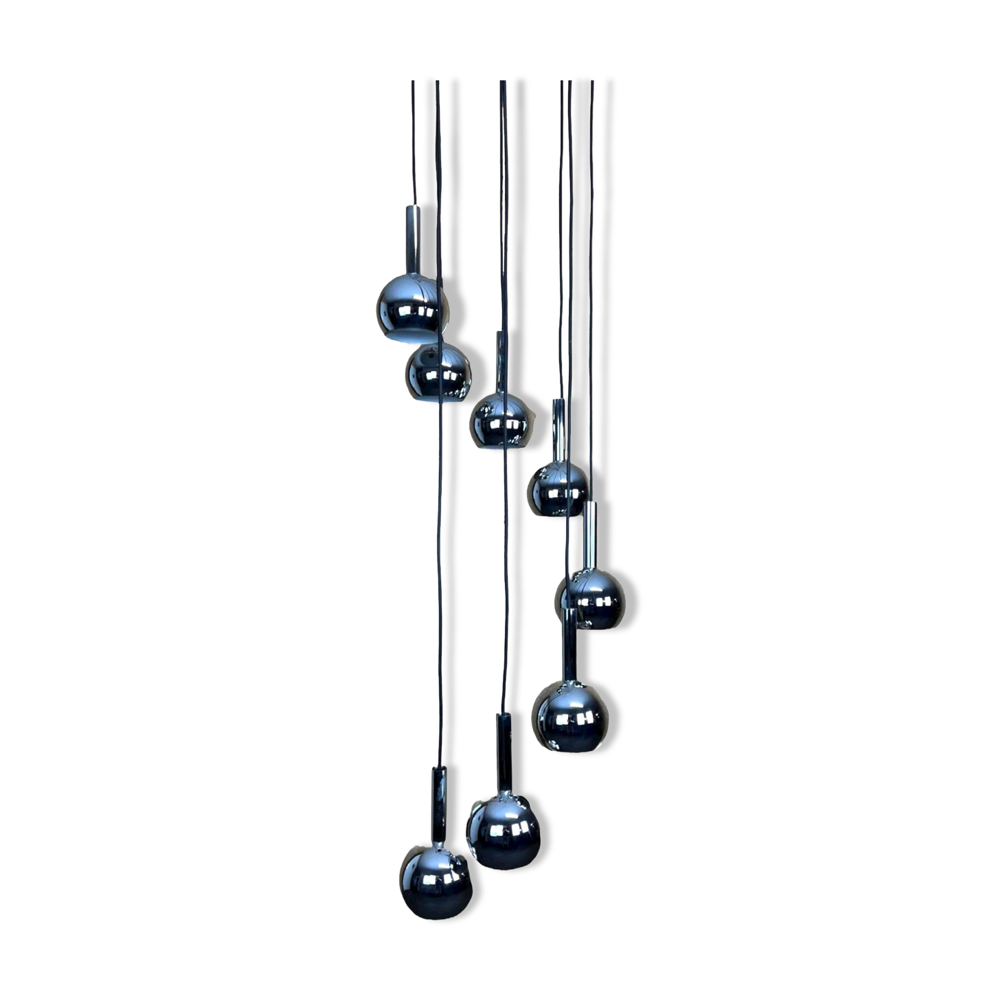 60s 70s Wortmann & Filz cascade lamp ceiling light chrome space age