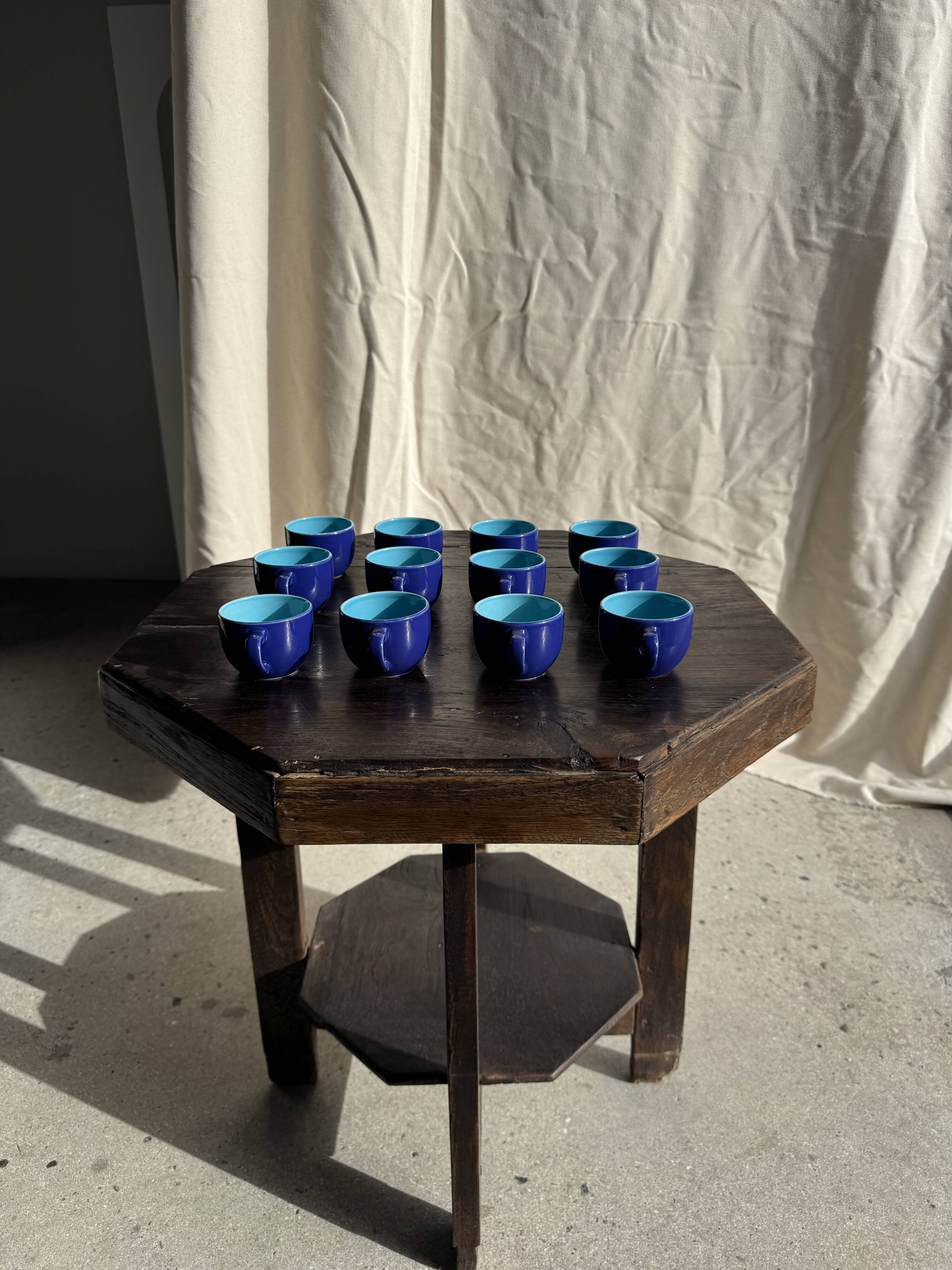 Set of 12 small vintage espresso cups duo in blue Made in Italy