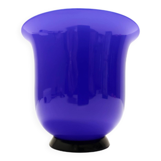 Vase vintage en verre opalin bleu royal par Paolo Venini, série "Anni Trenta"