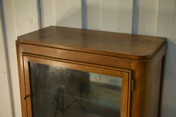 Solid oak display cabinet in the style of Charles Dudouyt, 1950s