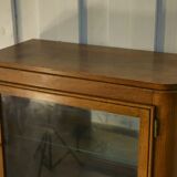 Solid oak display cabinet in the style of Charles Dudouyt, 1950s