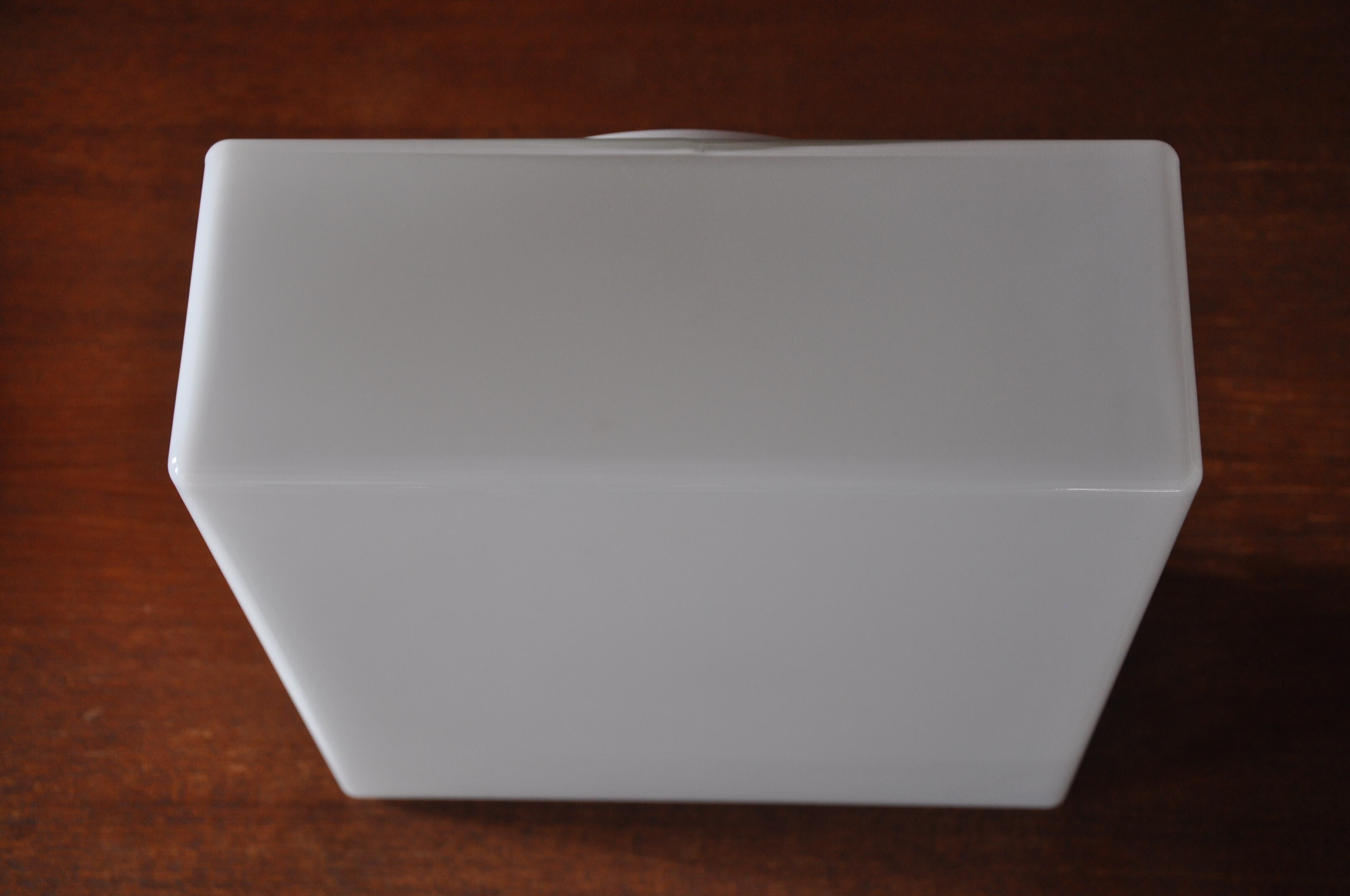 Square ceiling light in white opalin glass
