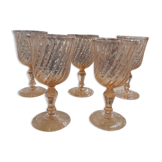 5 verres à vin rosaline