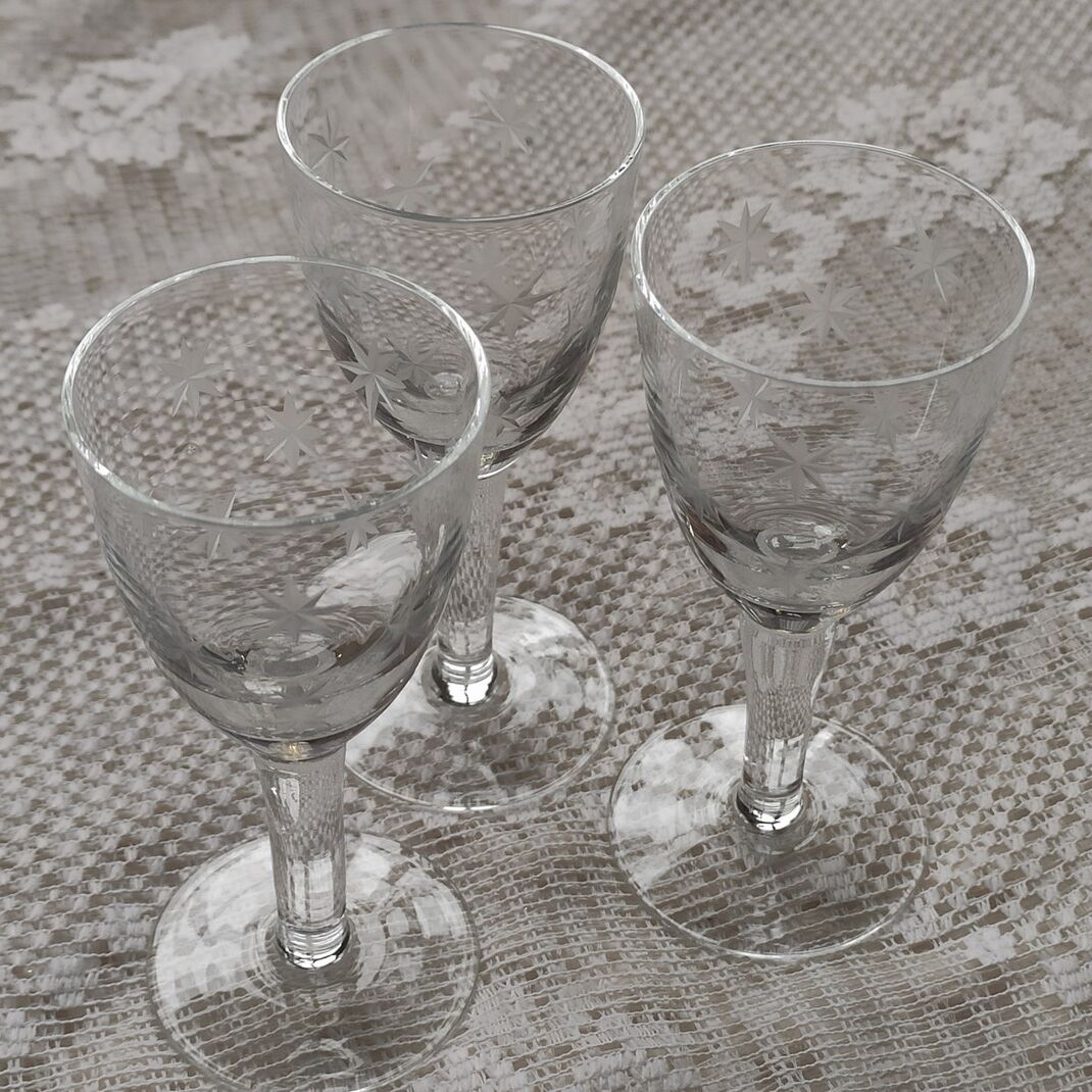 3 antique crystal port glasses