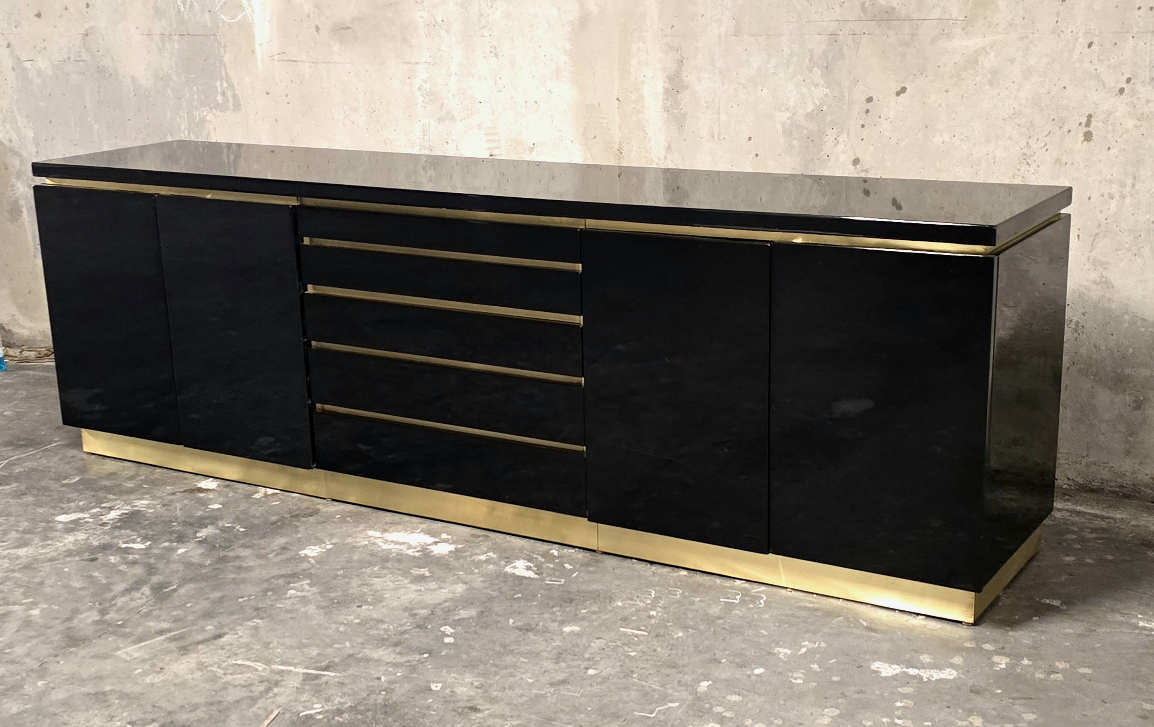Jean-Claude Mahey for Maison Romeo Paris — Sideboard in black lacquer and milk.