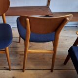 Pair of teak dining chairs with navy blue covers, Denmark 1960s